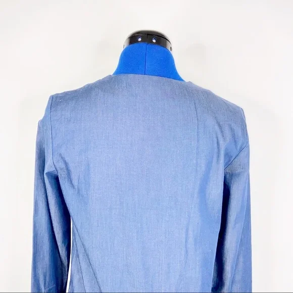 Kate Spade Blue Chambray Wrap Long Sleeve Dress - Picture 4 of 9